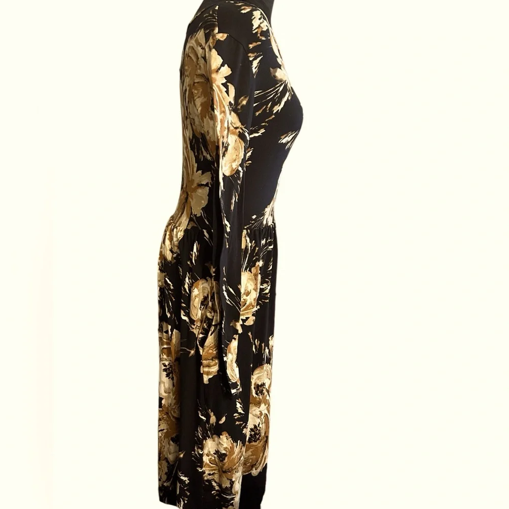 Reborn J. Black midi floral dress in size small. Like new. - Picture 4 of 4